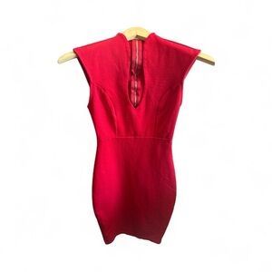 Privy Women’s Size Small Fire Engine Red Bodycon V Neck Sleeveless Mini Dress